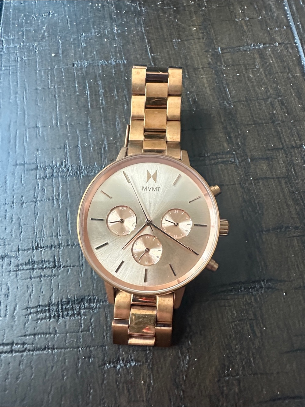 MVMT Rose Gold Link Bracelet Chronograph Watch